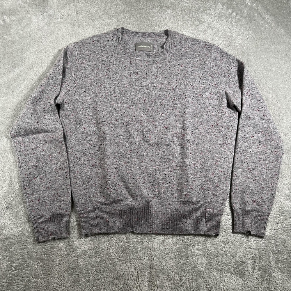 Zadig & Voltaire Sweater Womens Small Heathered Gray Cashmere Crewneck‎ Pullover